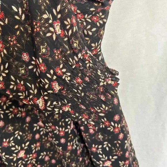 Daniel Rainn Black Floral Metallic Long Sleeve Sheer Layered Blouse Size PS - Picture 8 of 13